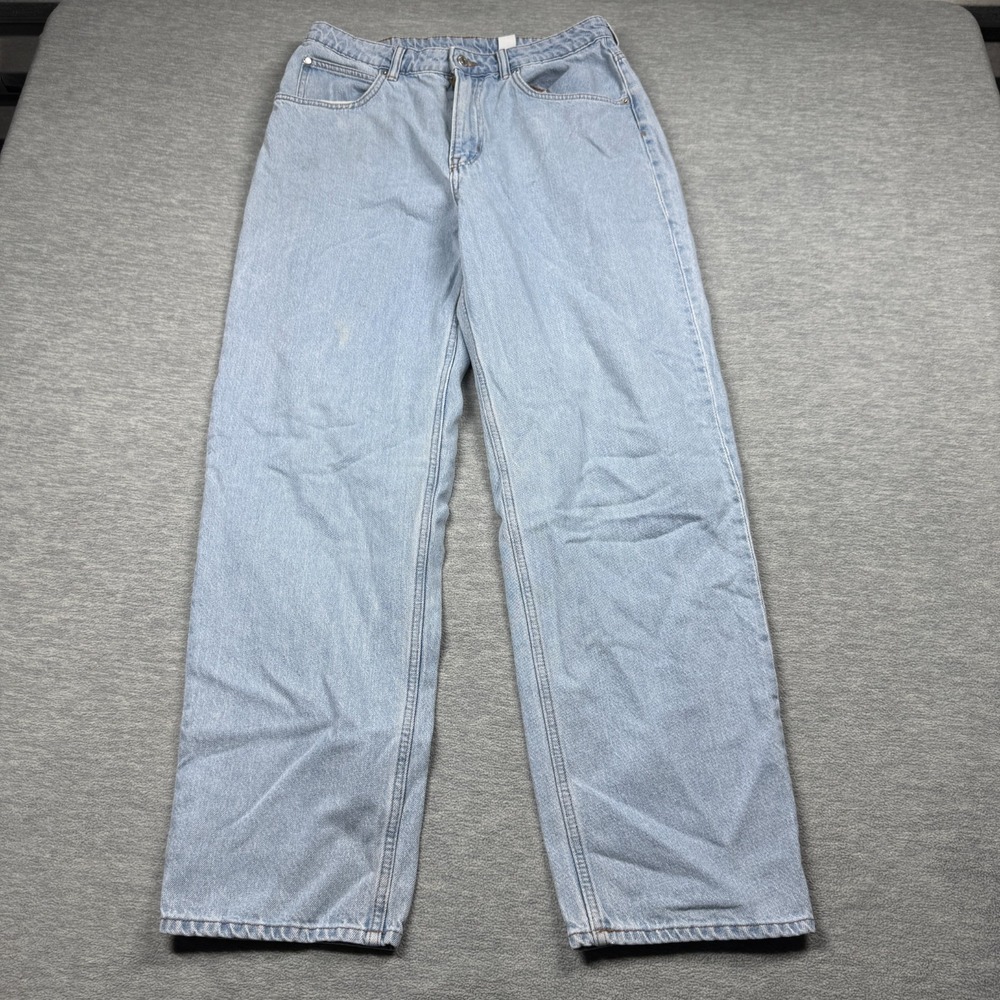 H&M &Denim Jeans Womens 10 Light Blue 90s Baggy Ultra High Waist Wide Leg Cotton
